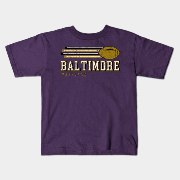 Baltimore Football Retro Vintage Stripes Kids T-Shirt by Ruffeli